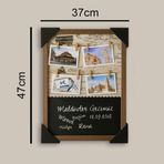 Kişiye Özel Ahşap Yazı Tahtalı İpli Duvar Fotoğraf Çerçevesi 37x47 cm – Mandallı Hasır İpli Fotoğraf Panosu