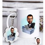 Kişiye Özel Anahtarlık ve Erkek Genel Müdür Karikatürlü Beyaz Kupa