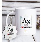 Kişiye Özel Anahtarlık ve Mesleki Metalurji Mühendisi Beyaz Kupa
