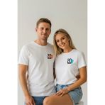 Kişiye Özel Ateş ve Su Tarih Baskılı Sevgili Kombini Sevgiliye Hediye Unisex T-Shirt/tişört - Beyaz - 4 Yaş