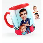Kişiye Özel Baba Oğul Karikatürlü Kırmızı 2 Kupa Bardak