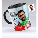 Kişiye Özel Bay Futbolcu Yeşil Beyaz Karikatürlü Siyah 1 Kupa Bardak