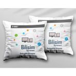 Kişiye Özel Bilişim Öğretmeni Iki Adet Iki Tarafı Baskılı Yıkanabilir Yastık Kırlent Kılıfı - Krem - 43x43