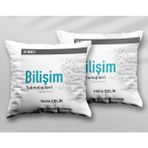Kişiye Özel Bilişim Teknolojileri Öğretmen Iki Tarafı Baskılı Yıkanabilir Yastık Kırlent Kılıfı - Krem - 43x43