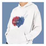 Kisiye Ozel Bordo Mavi Baskili Kapsonlu Beyaz Unisex Sweatshirt Hk2162