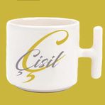 Kişiye Özel Ç harfli ve İsimli Gold Gri T Kulplu Baskılı Kupa Bardak