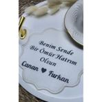 Kişiye Özel Damat Kahve Peçetesi, Damat Kahvesi, Sunum Peçete Damat Mendili Nişan Söz - 1 Adet - Beyaz