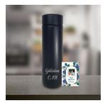 Kişiye Özel Dijital Sıcaklık Göstergeli Süzgeçli Siyah Termos 450 Ml HK2117