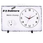 Kişiye Özel Diş Hekimi Doğal Taş Masa Saati 25x38 cm – İsim Baskılı Dekoratif Saat