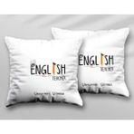 Kişiye Özel English Teacher Klm Iki Adet Iki Tarafı Baskılı Yıkanabilir Yastık Kırlent Kılıfı - Krem - 43x43