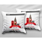 Kişiye Özel English Teacher Londra Iki Adet Iki Tarafı Baskılı Yıkanabilir Yastık Kırlent Kılıfı - Krem - 43x43