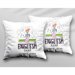Kişiye Özel English Teacher Prgl Iki Adet Iki Tarafı Baskılı Yıkanabilir Yastık Kırlent Kılıfı - Krem - 43x43
