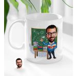 Kişiye Özel Erkek Biyoloji Öğretmeni Karikatürlü Beyaz Kupa