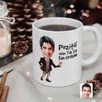 Kişiye Özel Erkek Pozitif Olan Tek Şeyim Kan Grubum Karikatürlü Beyaz Kupa Bardak