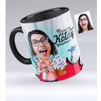 Kişiye Özel Ev Hanımı Karikatürlü Siyah 2 Kupa Bardak