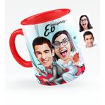 Kişiye Özel Evleniyoruz Karikatürlü Kırmızı Kupa Bardak