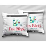 Kişiye Özel Fen Bilgisi Öğretmeni Lmb Iki Adet Iki Tarafı Baskılı Yıkanabilir Yastık Kırlent Kılıfı - Krem - 43x43