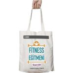 Kişiye Özel Fitness Eğitmeni Iki Tarafı Kalıcı Baskılı Yıkanabilir Çanta