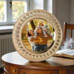 Kişiye Özel Fotoğraf Basklı Metal Tabak Plaket Gül Desenli Gold Ve Gümüş Model 25 Cm