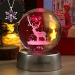 Kişiye Özel Geyik Işıklı Cam Küre 8cm*6cm Lotus Melek Kolye Hediyeli
