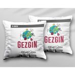 Kişiye Özel Gezgin Tm Iki Adet Iki Tarafı Baskılı Yıkanabilir Yastık Kırlent Kılıfı - Krem - 43x43