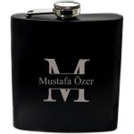 Kişiye Özel Harf ve İsimli Siyah Renkli Paslanmaz Çelik Matara / 6oz