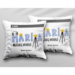 Kişiye Özel Harita Mühendisi Tkm Iki Adet Iki Tarafı Baskılı Yıkanabilir Yastık Kırlent Kılıfı - Krem - 43x43