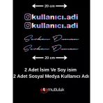 Kişiye Özel İnstagram Logolu Kullanıcı Adı Ve Isim Soy Isim Sticker 20 Cm-Hologram 4 Adet Vitrin