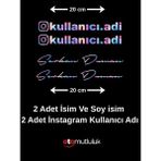 Kişiye Özel İnstagram Logolu Kullanıcı Adı Ve Isim Soy Isim Sticker 20 Cm-Hologram 4 Adet