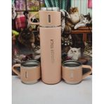 Kişiye Özel Isim Baskılı Paslanmaz Çelik Kutulu Bardaklı Termos Set 500 ml (Pembe)