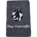 Kişiye Özel İsimli Futbolcu Nakışlı Antrenman Havlusu – Antrasit Sporcu El Havlusu 50x90 cm - Kırmızı - 50 x 90 cm