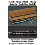 Kişiye Özel Isimli Tesbih - Hematit Taşı - Harfli Püsküllü Tesbih - Ahşap Kutulu Doğal Taş Tesbih