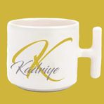 Kişiye Özel K harfli ve İsimli Gold Gri T Kulplu Baskılı Kupa Bardak