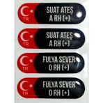 Kişiye Özel Kan Grubu Damla Sticker Seti 4 Parça
