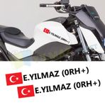 Kişiye Özel Kan Grubu Oto Sticker Motosiklet Yapıştırma 2 Ad