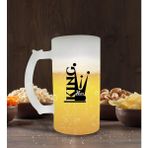 Kişiye Özel King Tasarımlı Buzlu Cam Bira Bardağı 50cl-1