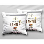 Kişiye Özel Lawyer Avukat Iki Adet Iki Tarafı Baskılı Yıkanabilir Yastık Kırlent Kılıfı - Krem - 43x43