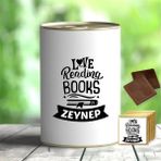 Kişiye Özel Love Reading Tasarımlı Hediyelik Çikolata Konservesi - MK06 - 1 Paket