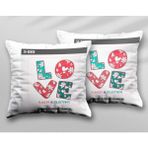 Kişiye Özel Love Sevgililer Günü Iki Adet Iki Tarafı Baskılı Yıkanabilir Yastık Kırlent Kılıfı - Krem - 43x43