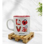Kişiye Özel Love Tasarımlı İçi Kırmızı Renkli Model 1 Kupa