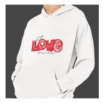 Kisiye Ozel Love Temali Sevgiliye Ozel Kapsonlu Beyaz Unisex Sweatshirt Hk2519