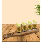 Kişiye Özel Masif Ahşap Tekila Sunum Tepsisi ve 4’lü Shot Bardak Seti - Model 4