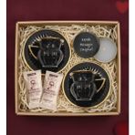 Kişiye Özel Metal Kutulu Mum & 2’li Siyah Gold Detaylı Türk Kahvesi Fincan Takımı & 2’li Tek Kullanımlık Kahve Hediye Seti - 1 Adet - 0 - Siyah
