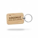 Kişiye Özel Mini Dikgörtgen Ahşap Anahtarlık – Logo ve Sosyal Medya İsmi Yazılı Lazer Gravür Anahtarlık – Promosyon & Özel Tasarım