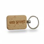 Kişiye Özel Mini Dikgörtgen Ahşap Anahtarlık – Web Sitesi Yazılı Lazer Gravür Anahtarlık – Kurumsal Promosyon & Özel Tasarım