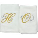Kişiye Özel Nakışlı Kadife Beyaz El Havlusu 2 Li Set - 30 x 50 cm