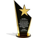 Kişiye Özel Plaket - Ahşap Plaket - Mezuniyet Hatırası - Okul Plaketi - 23 cm x 12 cm - Siyah - Gold - 22cm x 12cm