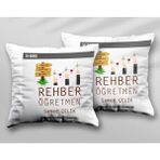 Kişiye Özel Rehber Öğretmen Rhbr Iki Adet Iki Tarafı Baskılı Yıkanabilir Yastık Kırlent Kılıfı - Krem - 43x43