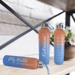 Kişiye Özel Renkli 750 ml Motivasyon Cam Su Matarası HK2709 - Mavi