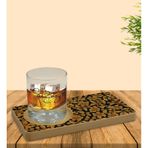 Kişiye Özel Retro Motif Tasarımlı Doğal Ahşap Tabaklı Viski Bardağı Sunum Seti Model 15